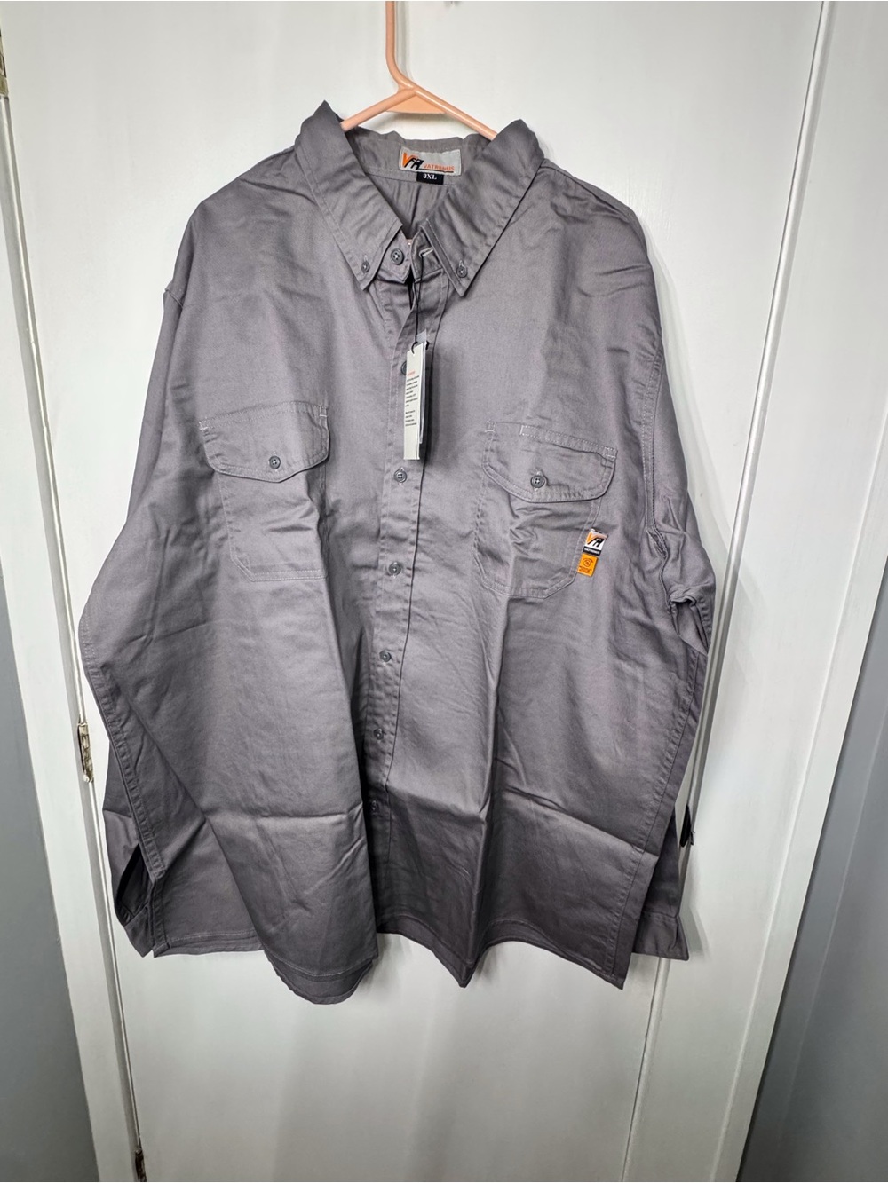 Men's Gray Long-Sleeve Casual Button-Down Shirt - Unbranded